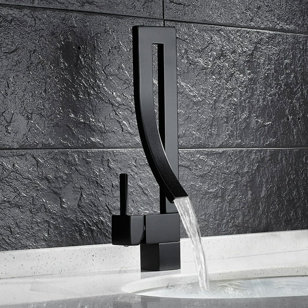 Luxury Black Sink Basin Spout Mixer Faucet Brass Bathroom Tap Deck Mounted 